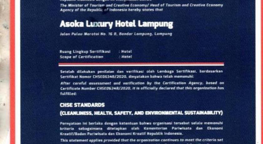 Asoka Luxury Hotel Bandar Lampung Exterior foto